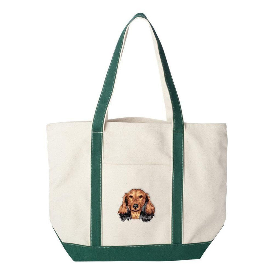 Embroidered Tote Bag Red  Dachshund D109