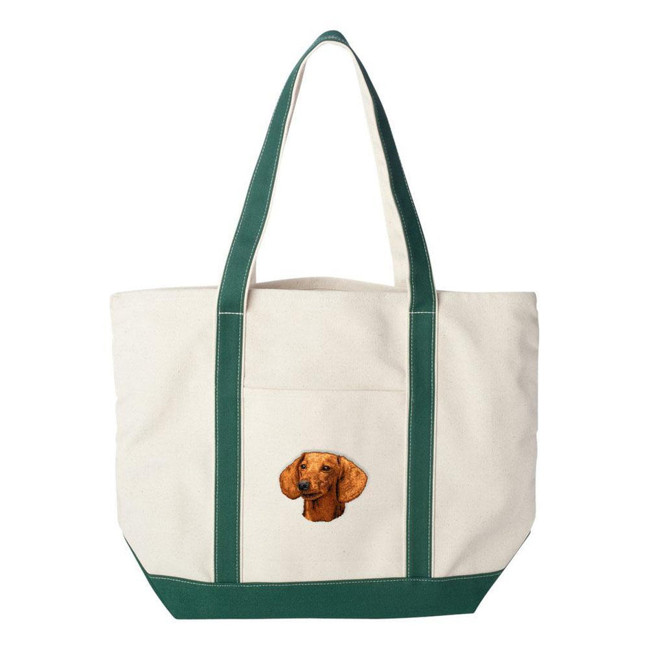 Embroidered Tote Bag Red  Dachshund D29