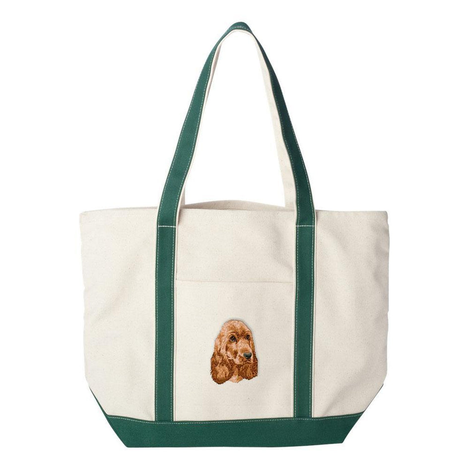 Embroidered Tote Bag Red  English Cocker Spaniel DM404