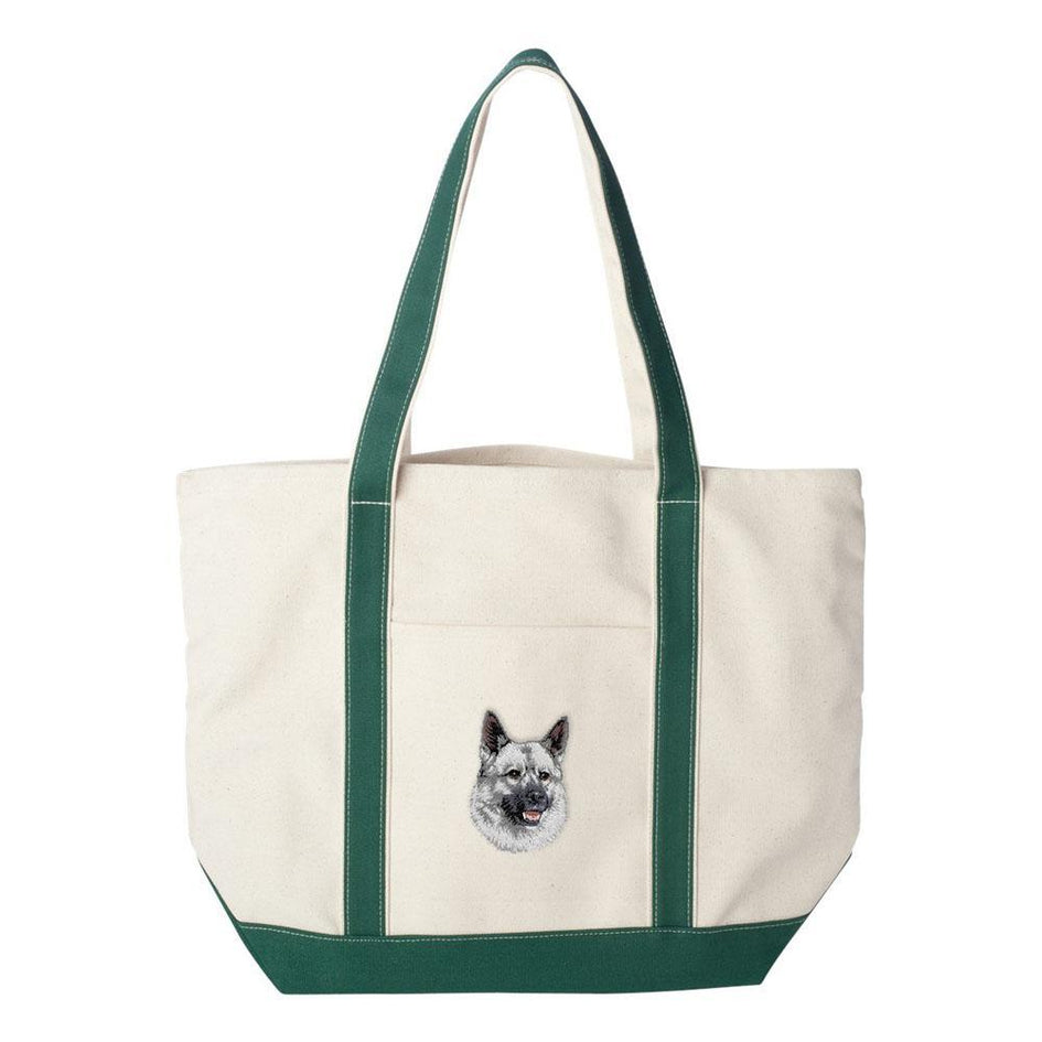 Embroidered Tote Bag Red  Norwegian Elkhound D144