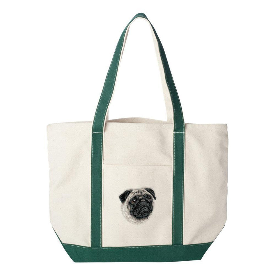 Embroidered Tote Bag Red  Pug D63