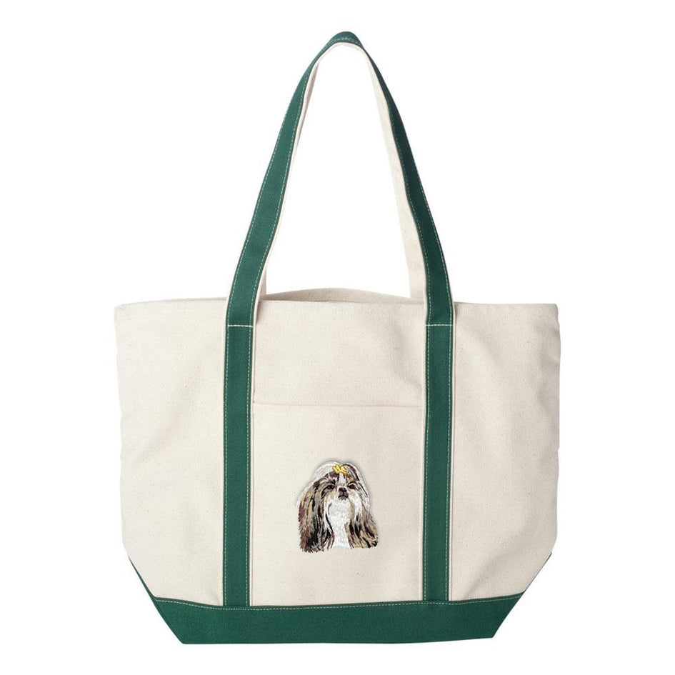 Embroidered Tote Bag Red  Shih Tzu DN390
