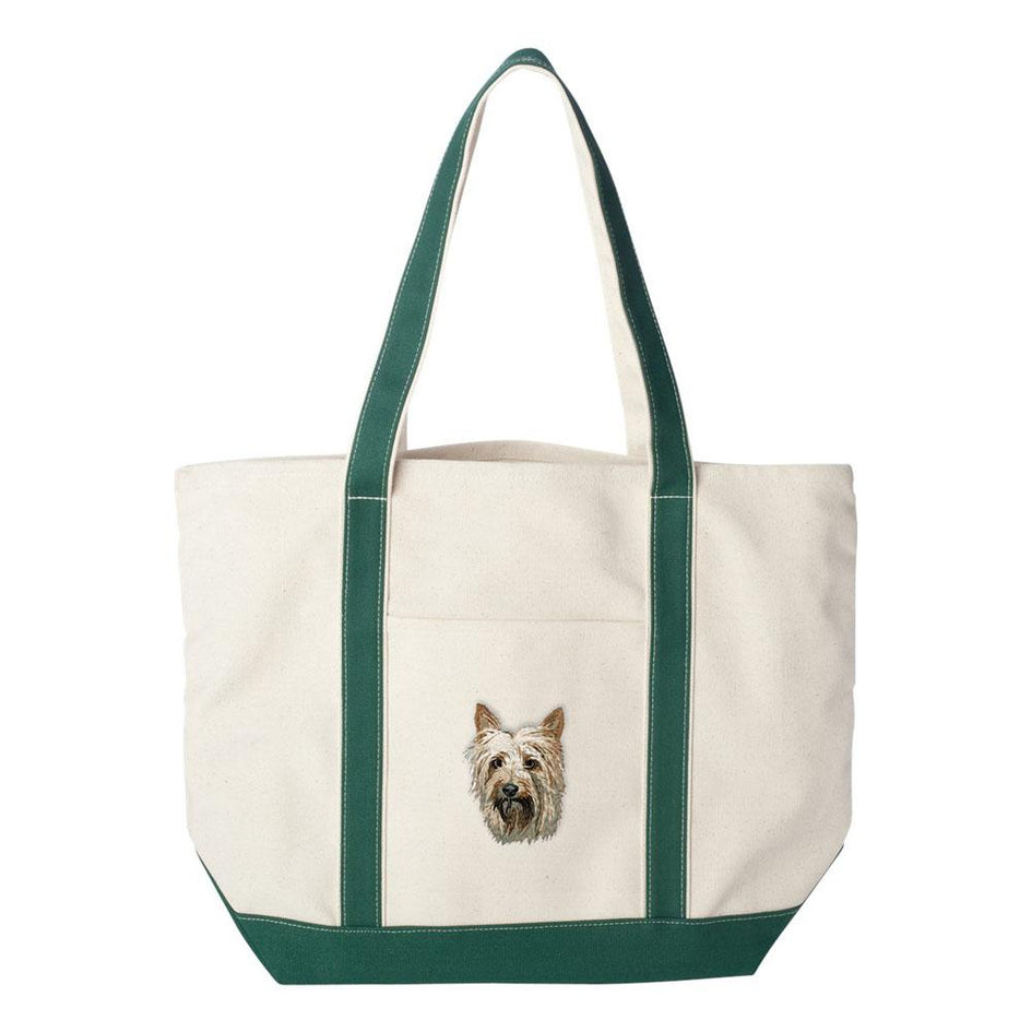 Embroidered Tote Bag Green  Silky Terrier DM405