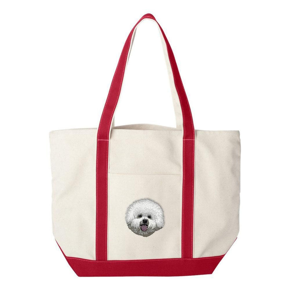 Embroidered Tote Bag Green  Bichon Frise DM406