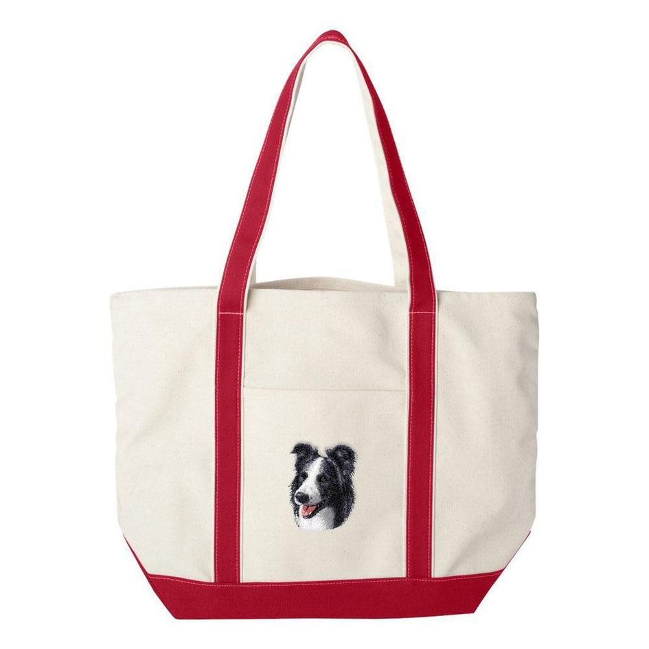 Embroidered Tote Bag Green  Border Collie D16
