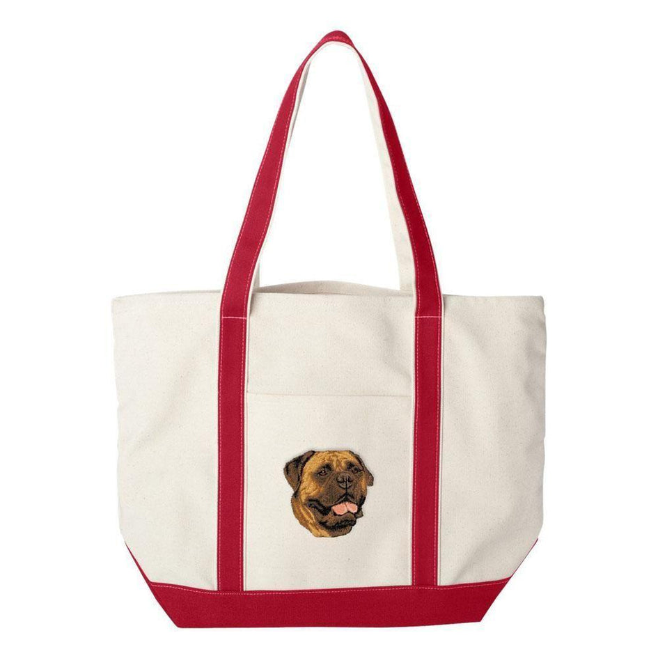 Embroidered Tote Bag Green  Bullmastiff D56