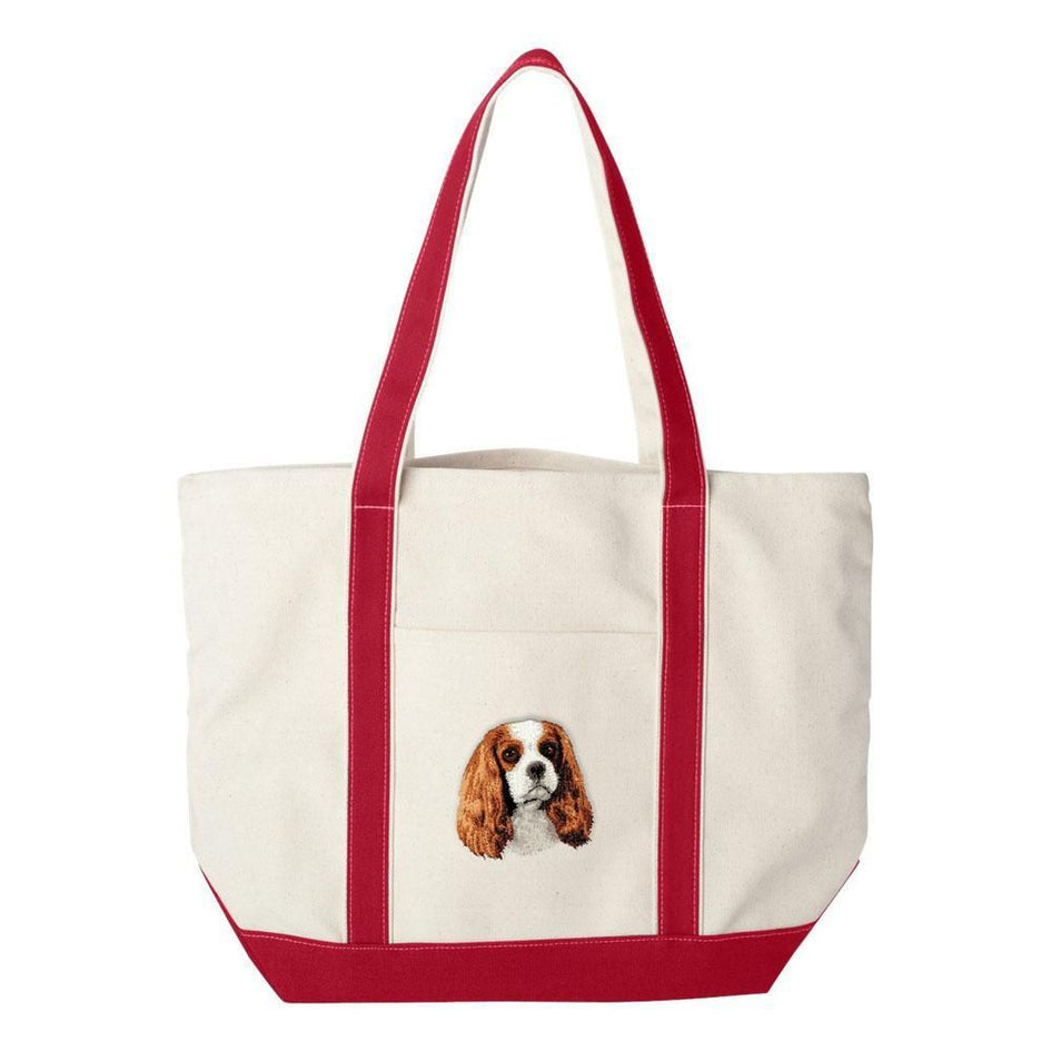 Embroidered Tote Bag Green  Cavalier King Charles Spaniel D11