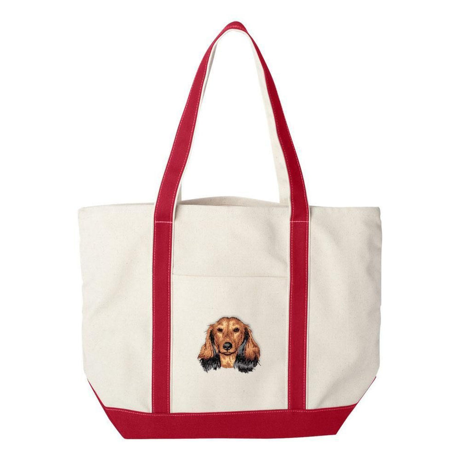 Embroidered Tote Bag Green  Dachshund D109