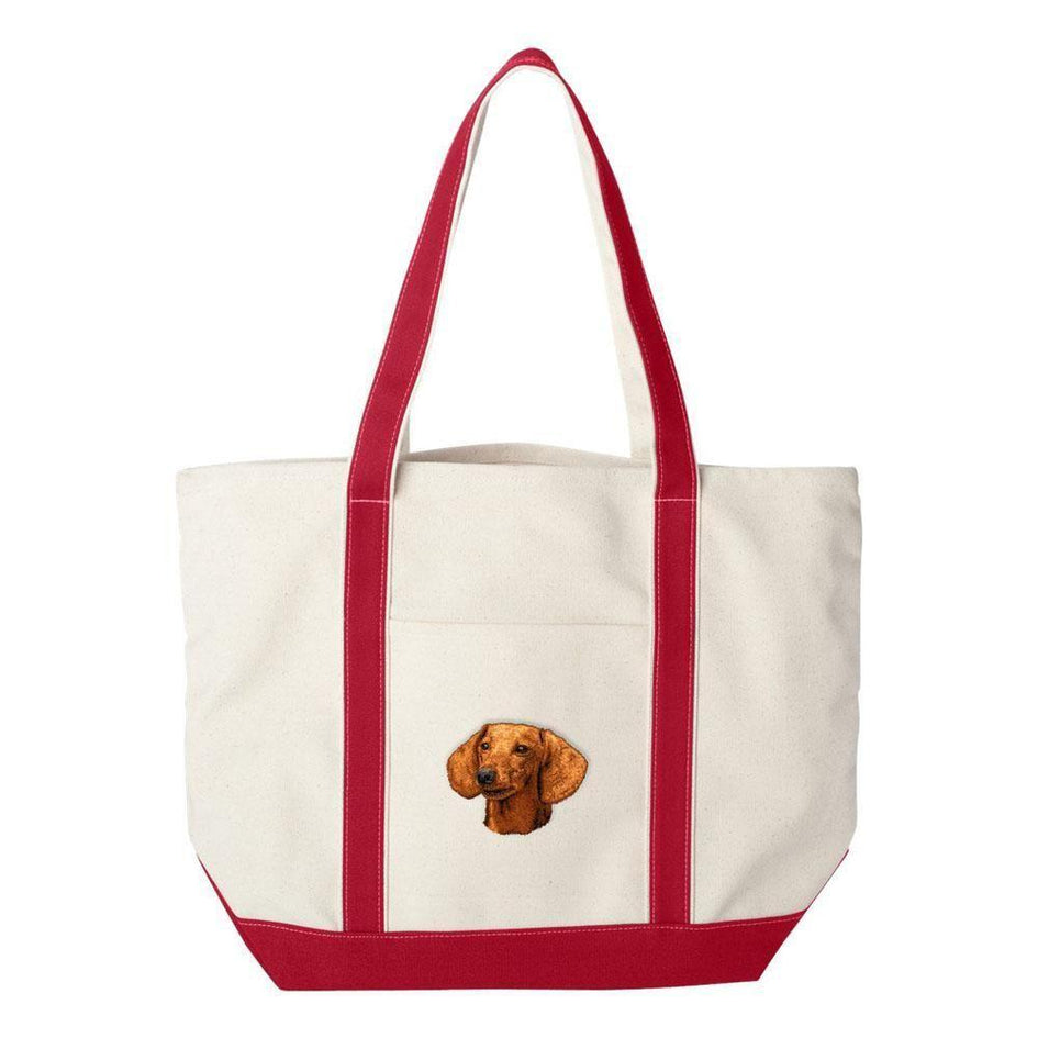 Embroidered Tote Bag Green  Dachshund D29