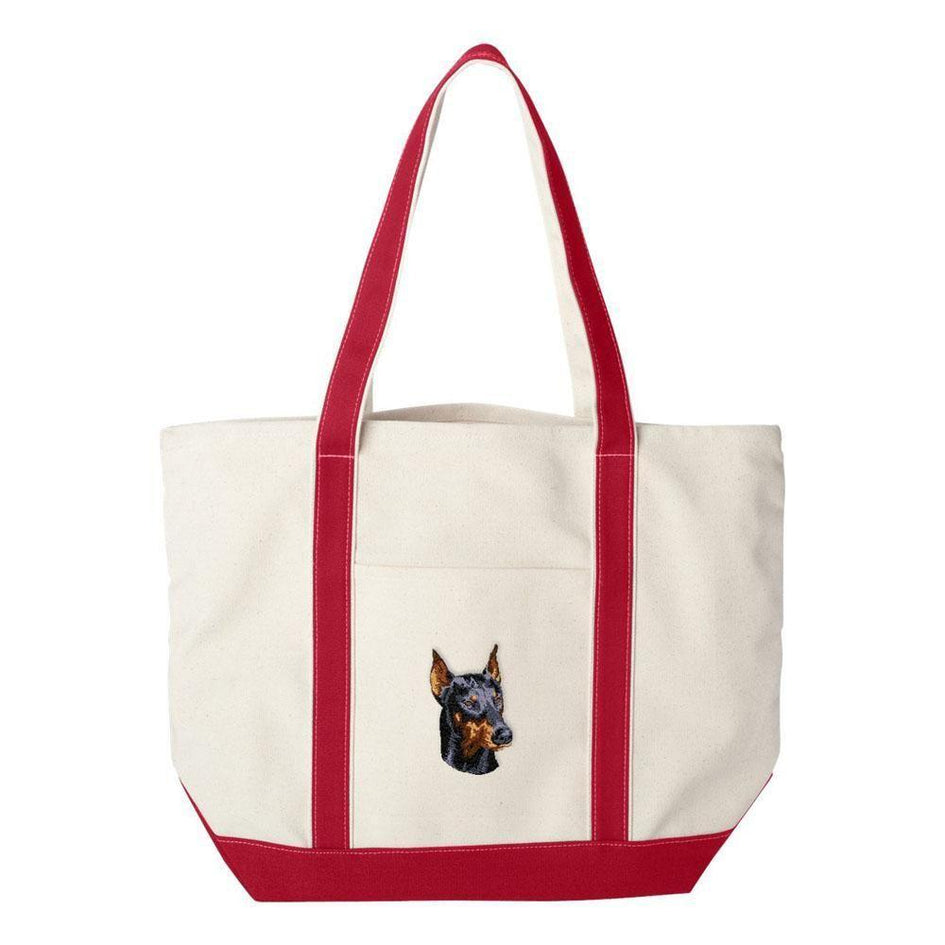 Embroidered Tote Bag Green  Doberman Pinscher DM346