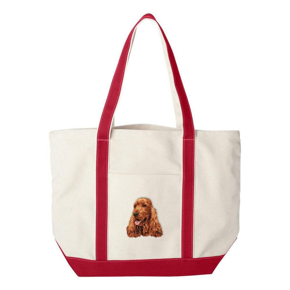 Embroidered Tote Bag Green  English Cocker Spaniel D28
