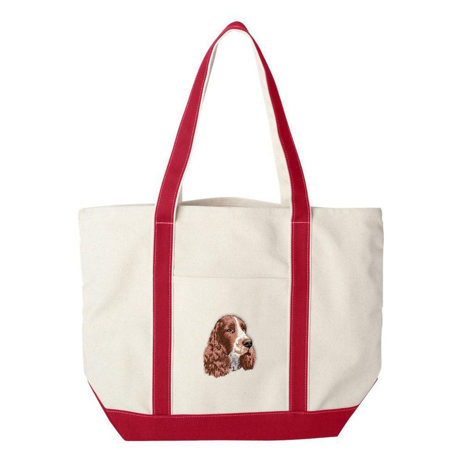 Embroidered Tote Bag Green  English Springer Spaniel D130
