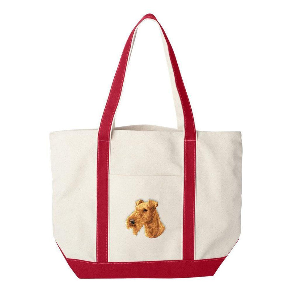Embroidered Tote Bag Green  Irish Terrier D89