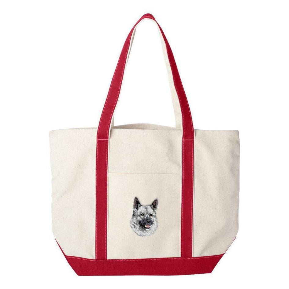 Embroidered Tote Bag Green  Norwegian Elkhound D144