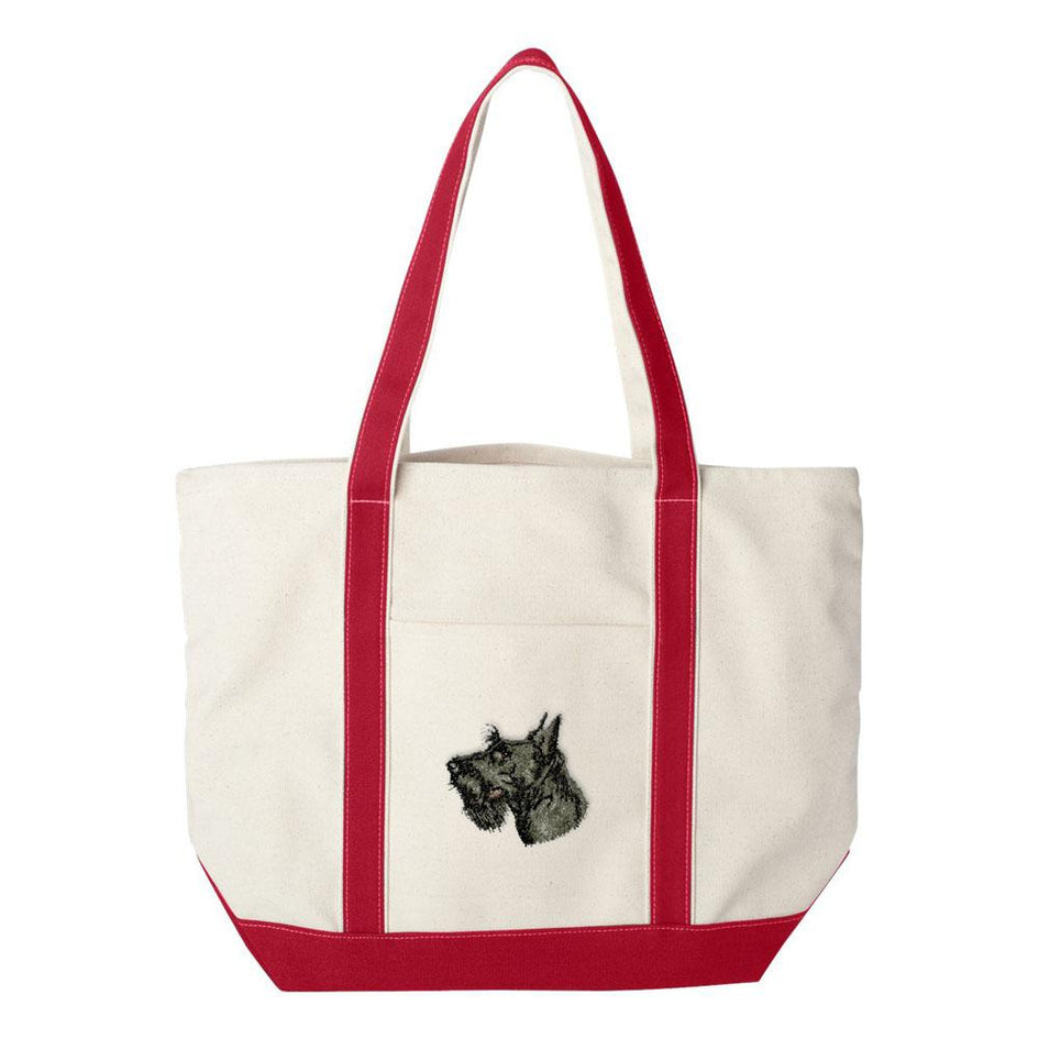 Embroidered Tote Bag Green  Scottish Terrier D32