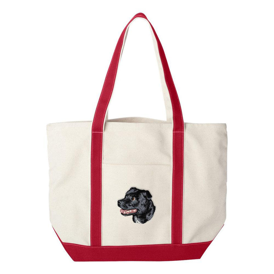 Embroidered Tote Bag Green  Staffordshire Bull Terrier D113