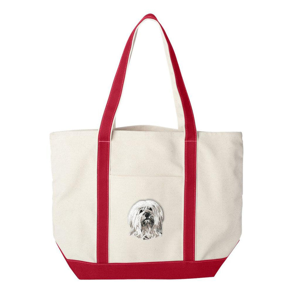 Embroidered Tote Bag Green  Tibetan Terrier DN391