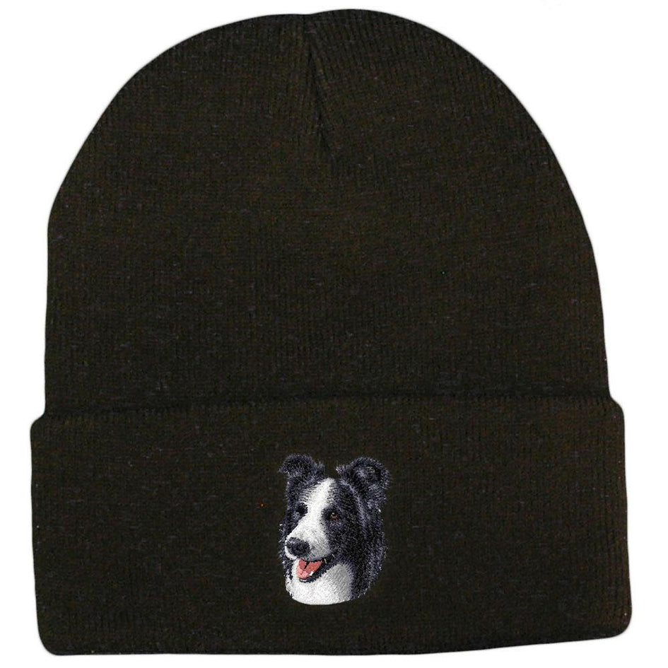 Embroidered Beanies Black  Border Collie D16