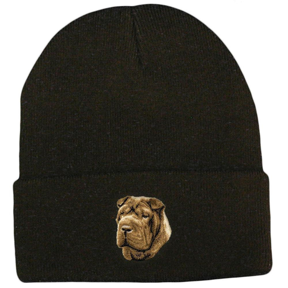Embroidered Beanies Black  Chinese Shar Pei D45