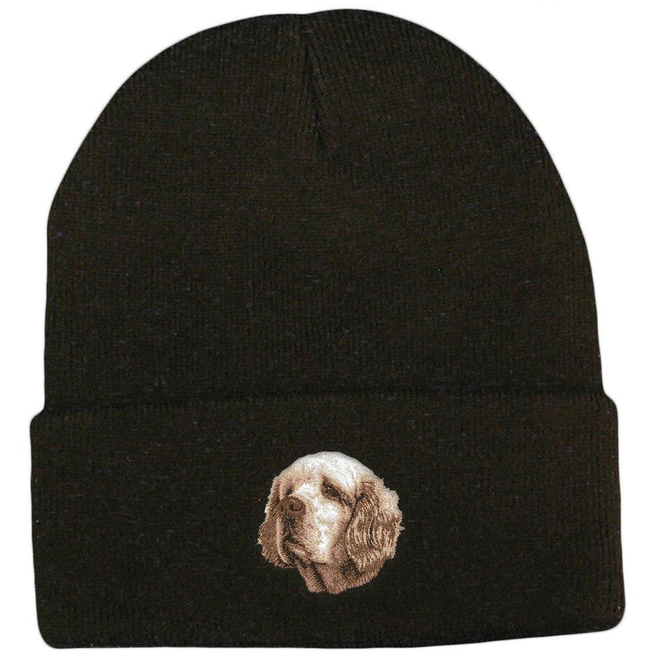 Embroidered Beanies Black  Clumber Spaniel D46