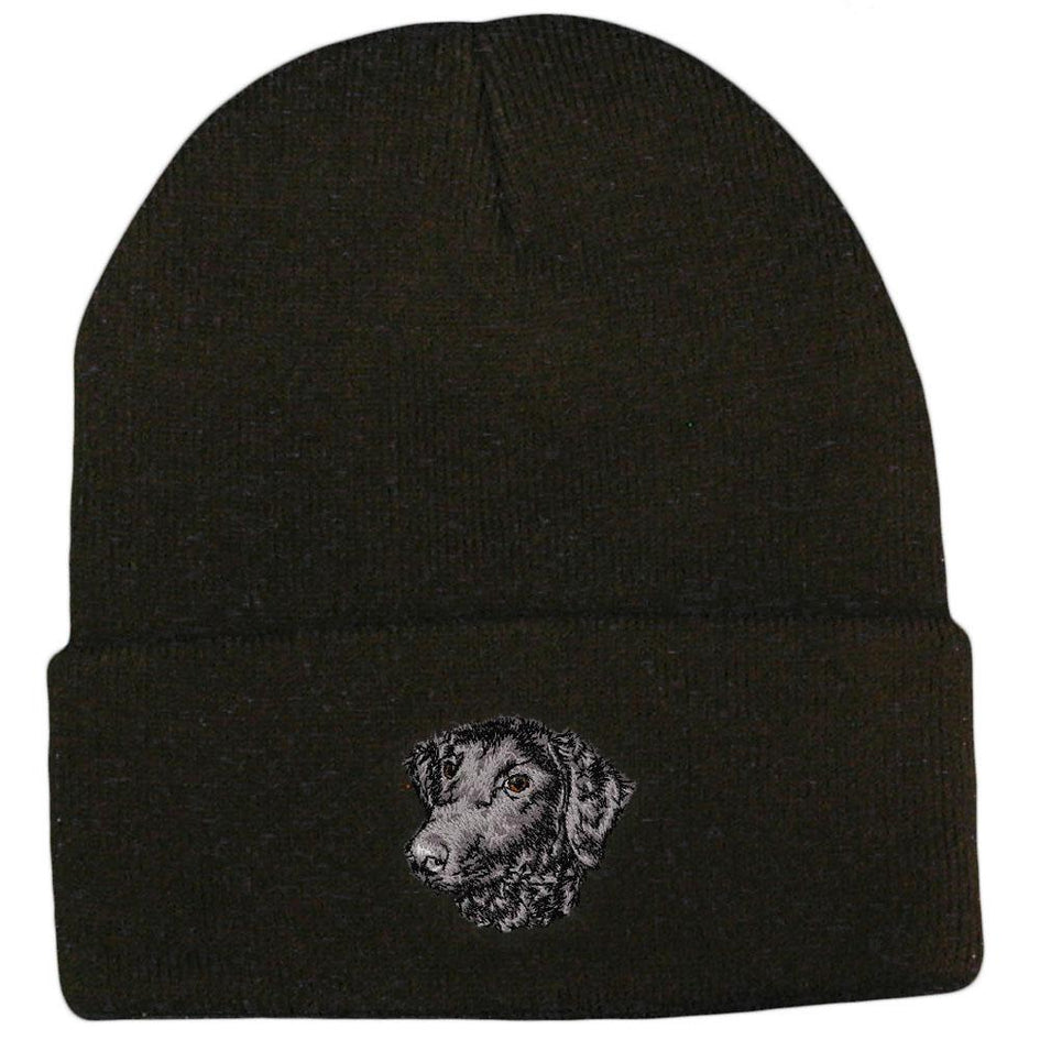 Embroidered Beanies Black  Curly Coated Retriever D137