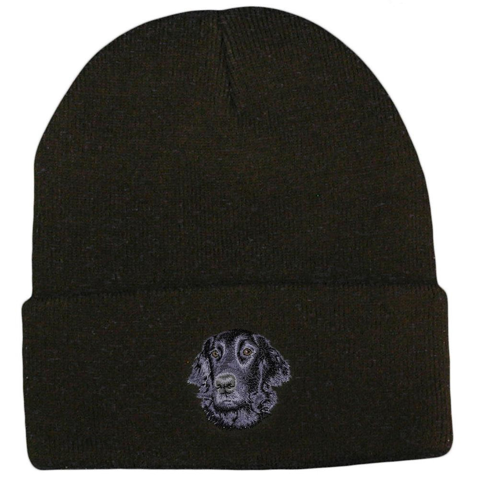 Embroidered Beanies Black  Flat Coated Retriever D53