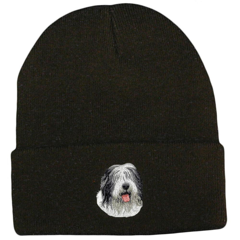 Embroidered Beanies Black  Old English Sheepdog D40