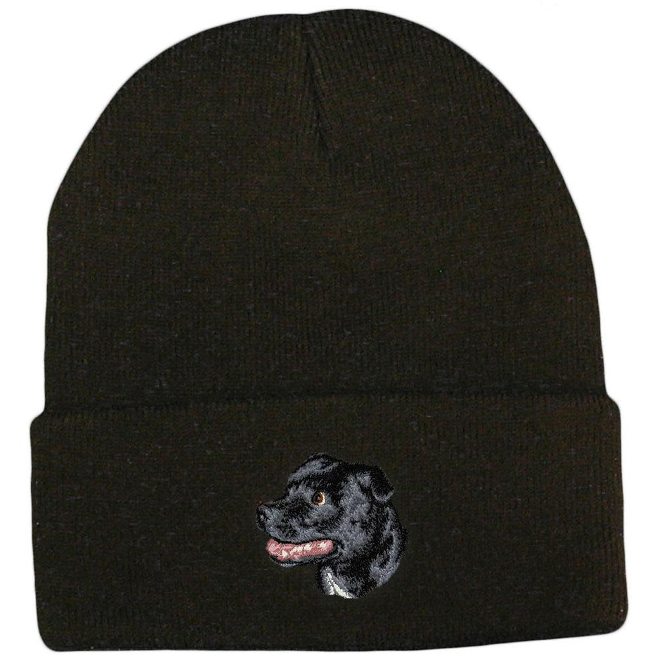 Embroidered Beanies Black  Staffordshire Bull Terrier D113