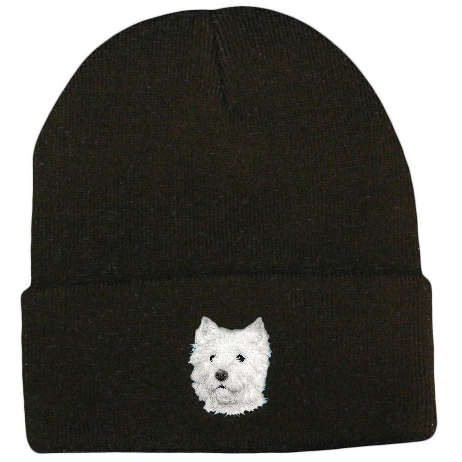 Embroidered Beanies Black  West Highland White Terrier D126