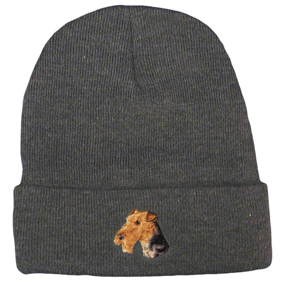 Embroidered Beanies Gray  Airedale Terrier D67