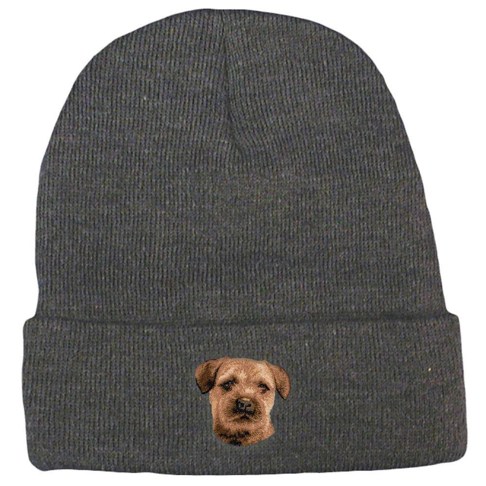 Embroidered Beanies Gray  Border Terrier D51