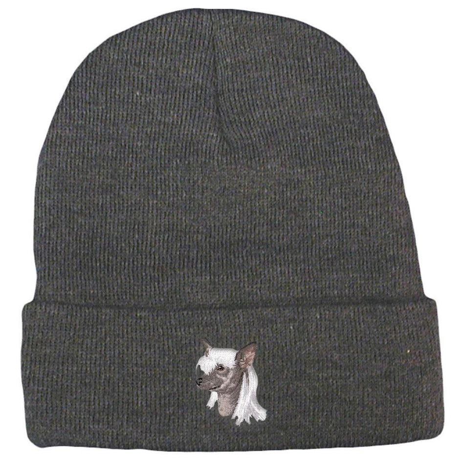 Embroidered Beanies Gray  Chinese Crested D140