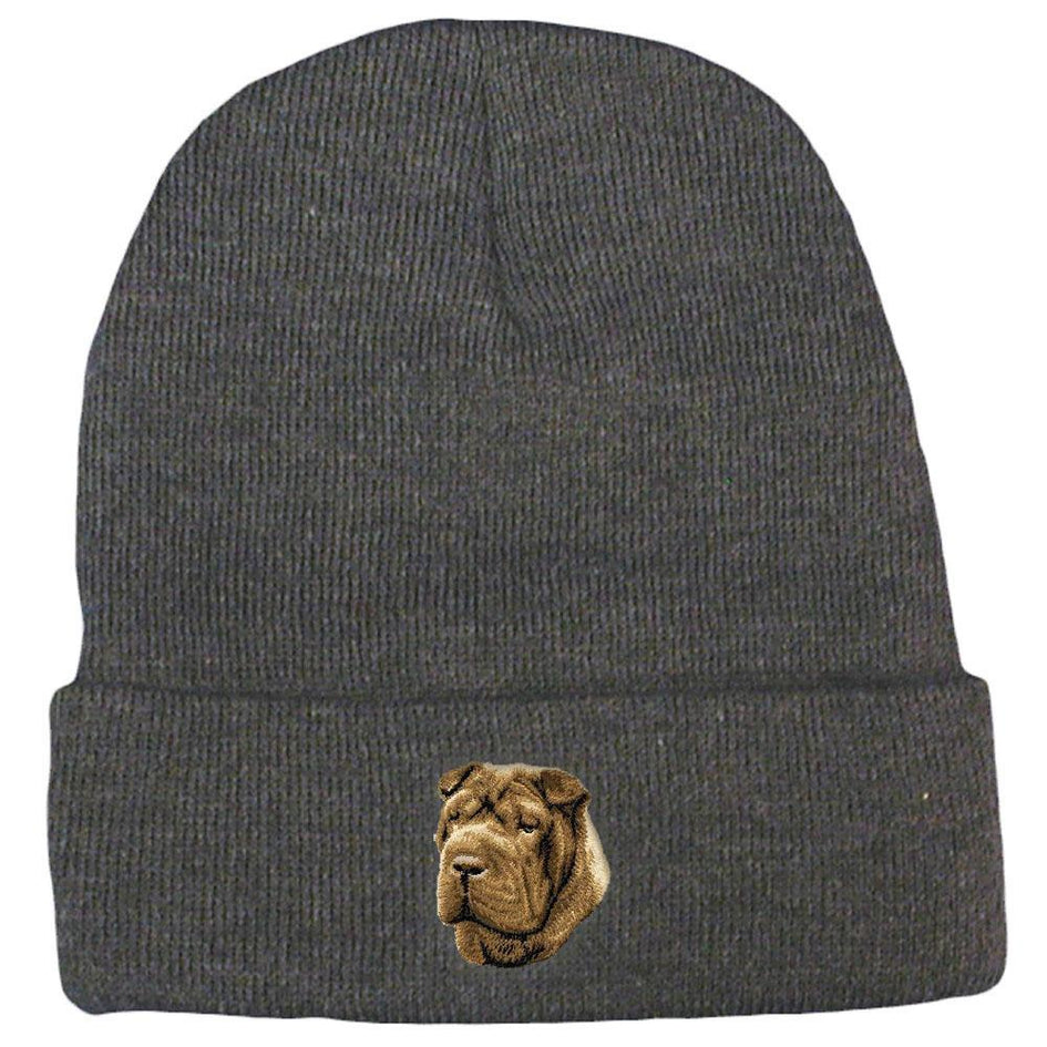 Embroidered Beanies Gray  Chinese Shar Pei D45