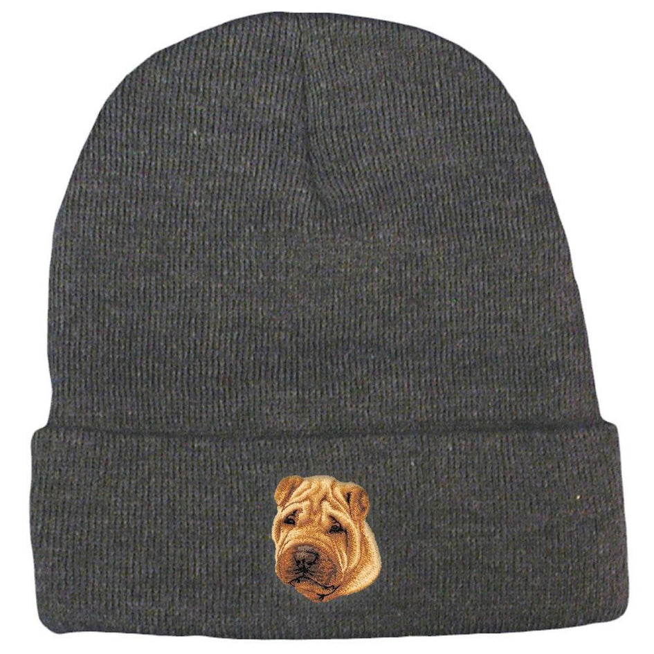 Embroidered Beanies Gray  Chinese Shar Pei D77