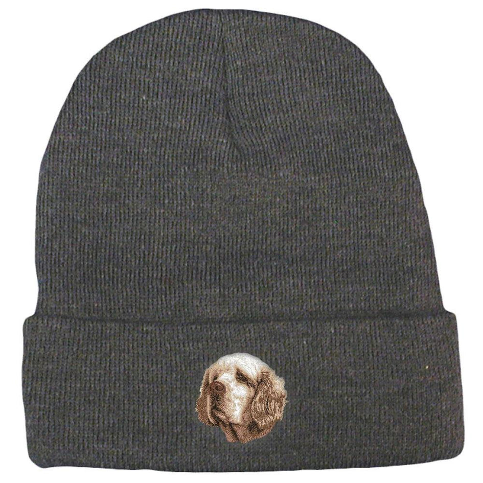 Embroidered Beanies Gray  Clumber Spaniel D46