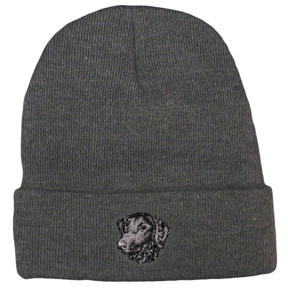 Embroidered Beanies Gray  Curly Coated Retriever D137