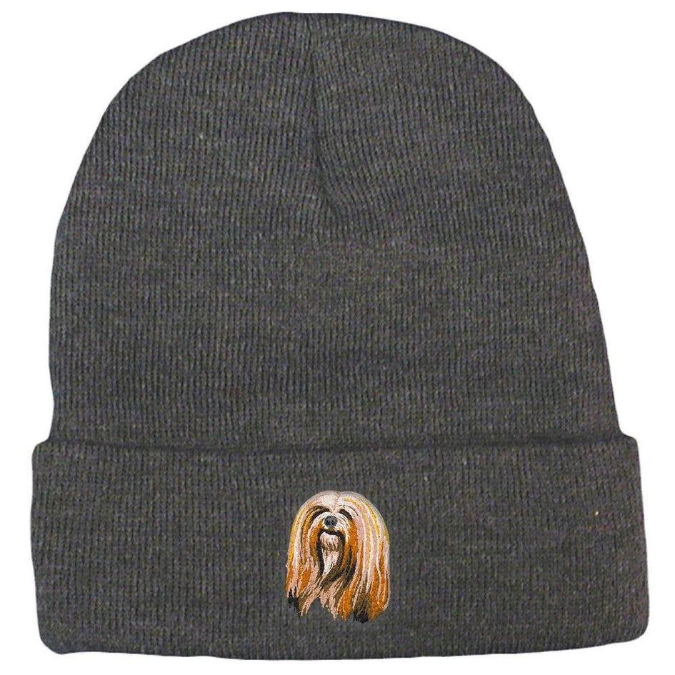 Embroidered Beanies Gray  Lhasa Apso DM161