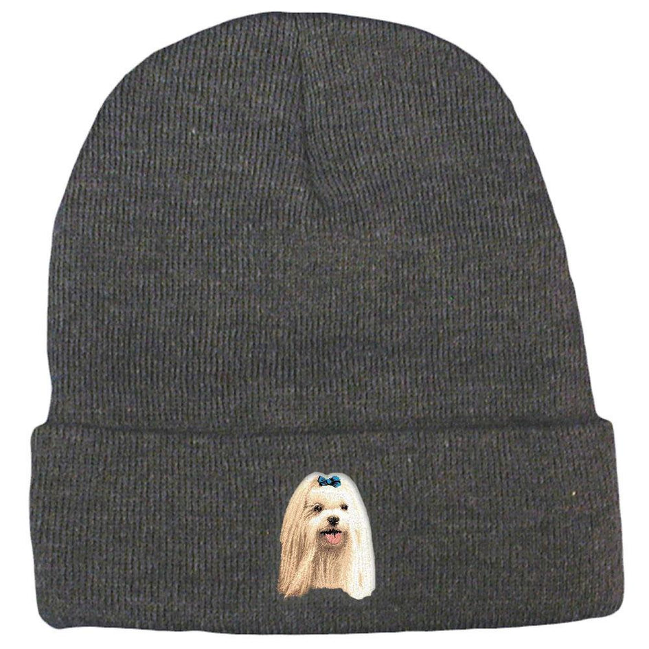 Embroidered Beanies Gray  Maltese D64