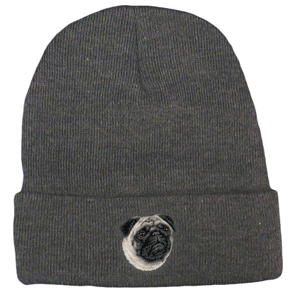 Embroidered Beanies Gray  Pug D63