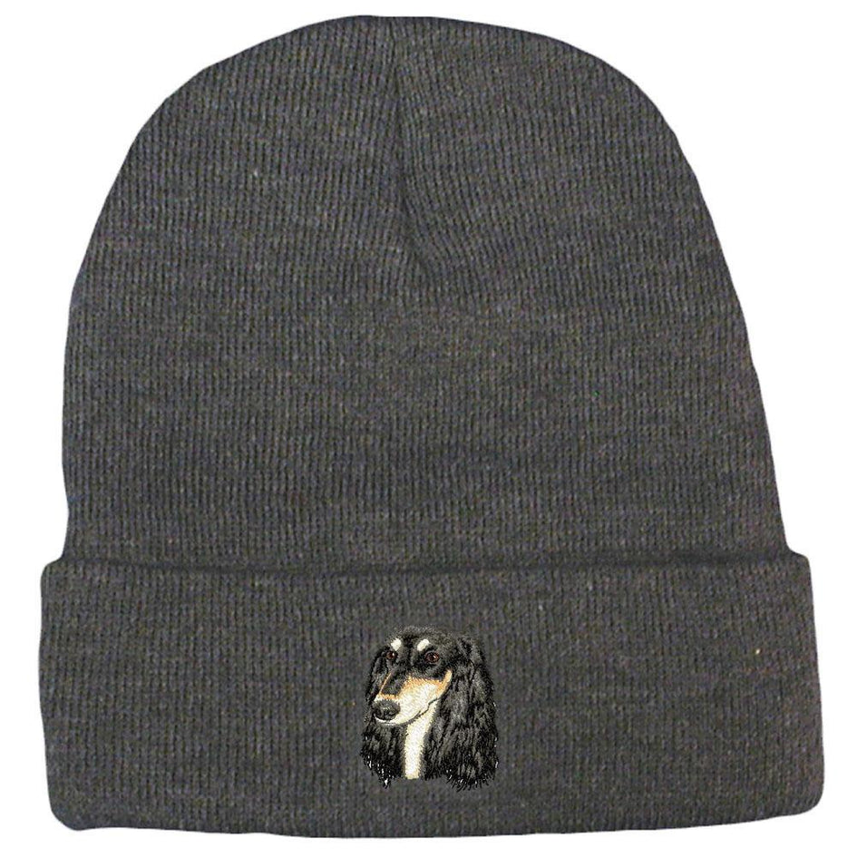 Embroidered Beanies Gray  Saluki D76