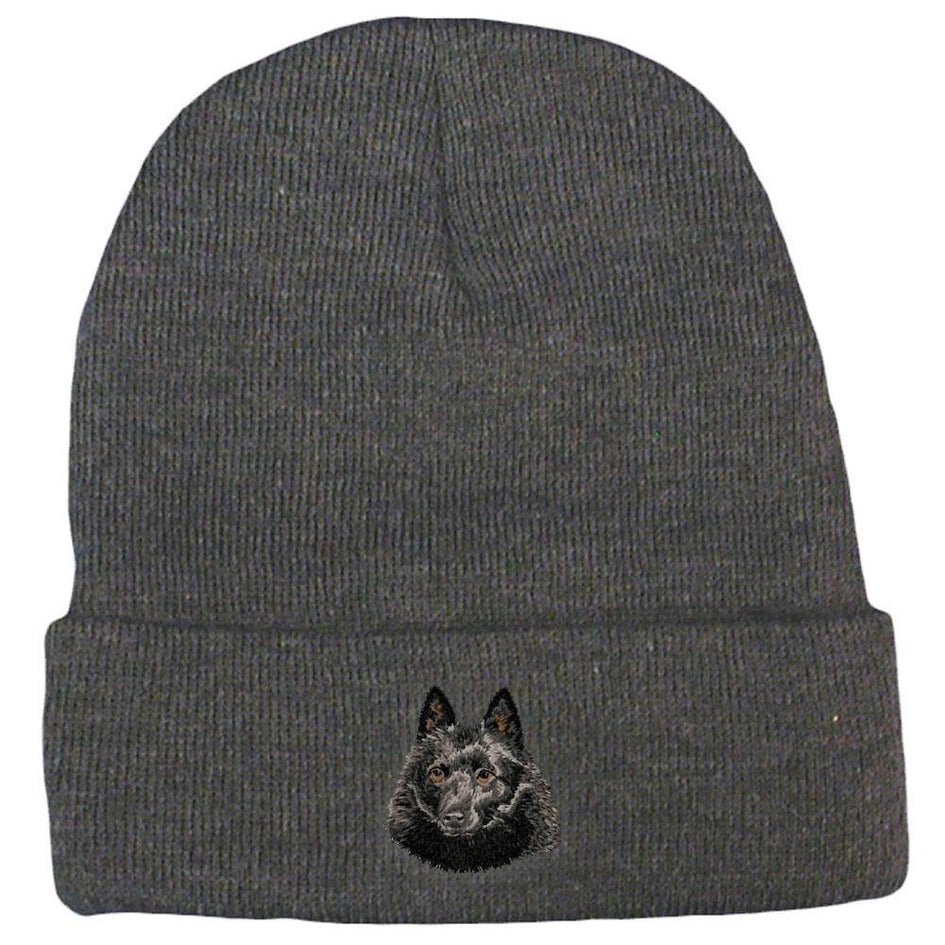 Embroidered Beanies Gray  Schipperke DN434