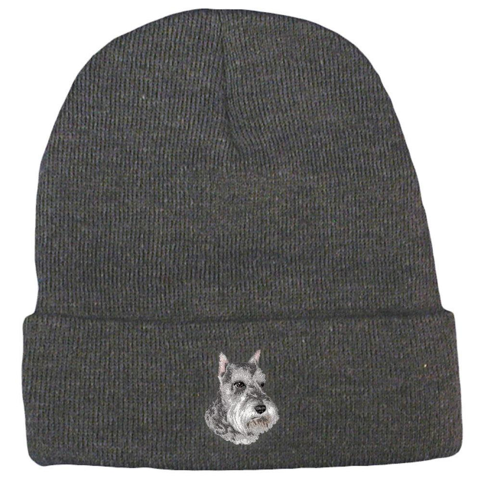 Embroidered Beanies Gray  Schnauzer D133