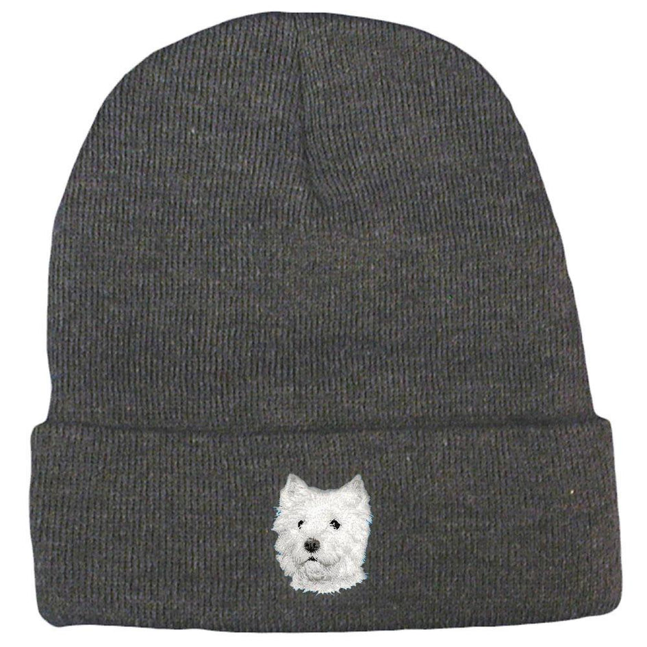 Embroidered Beanies Gray  West Highland White Terrier D126