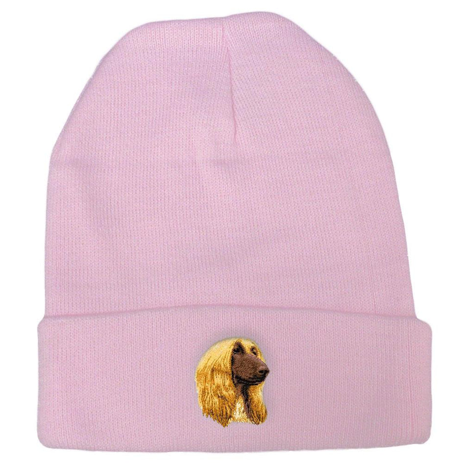 Embroidered Beanies Pink  Afghan Hound D42