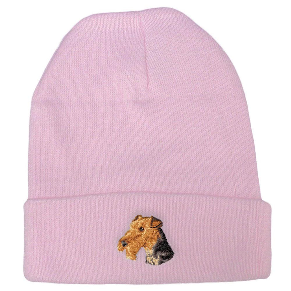 Embroidered Beanies Pink  Airedale Terrier D67