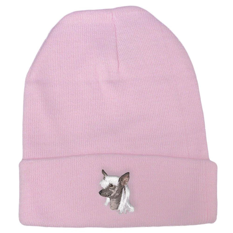 Embroidered Beanies Pink  Chinese Crested D140