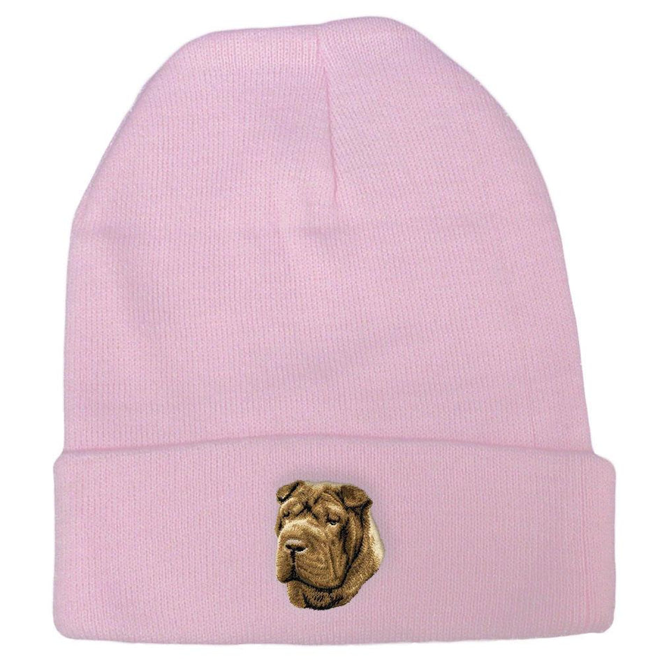 Embroidered Beanies Pink  Chinese Shar Pei D45