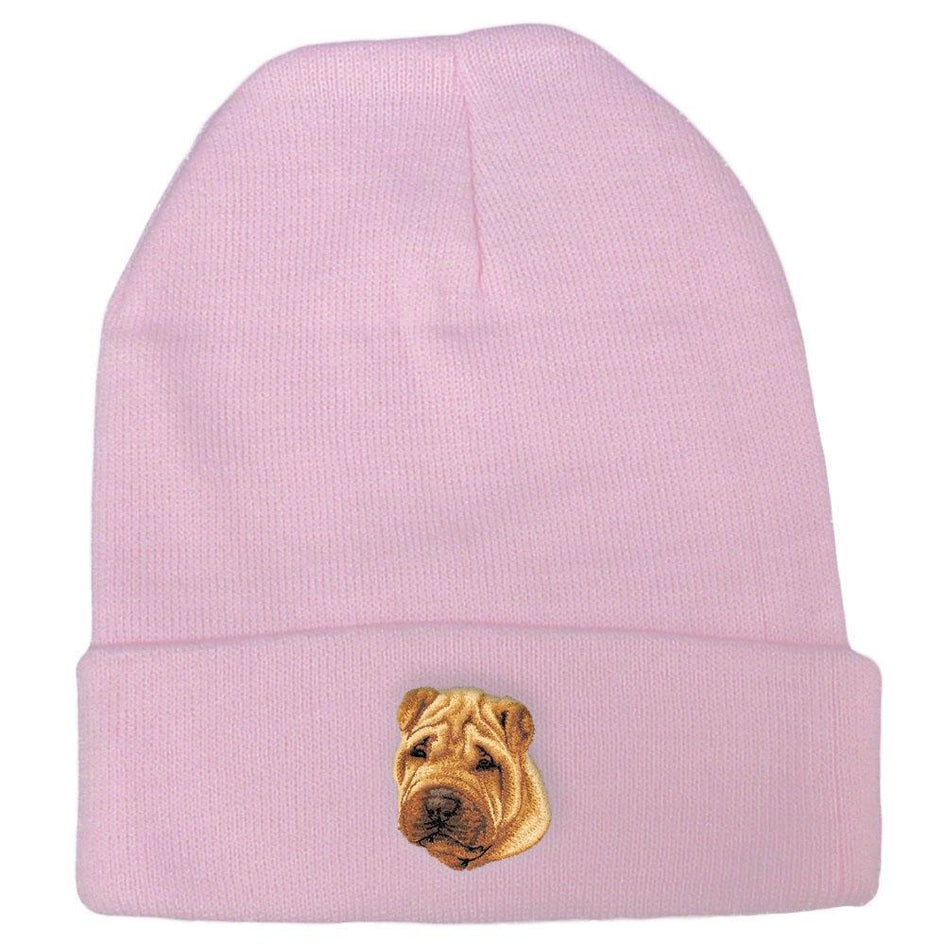 Embroidered Beanies Pink  Chinese Shar Pei D77