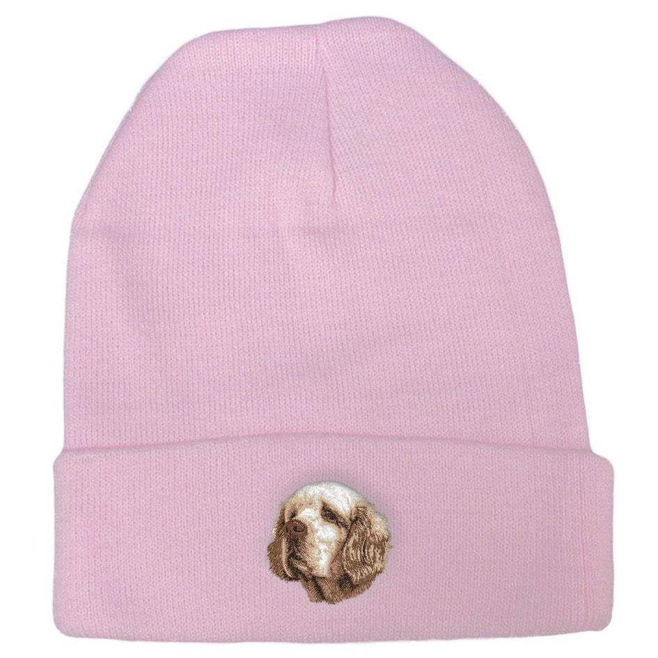 Embroidered Beanies Pink  Clumber Spaniel D46