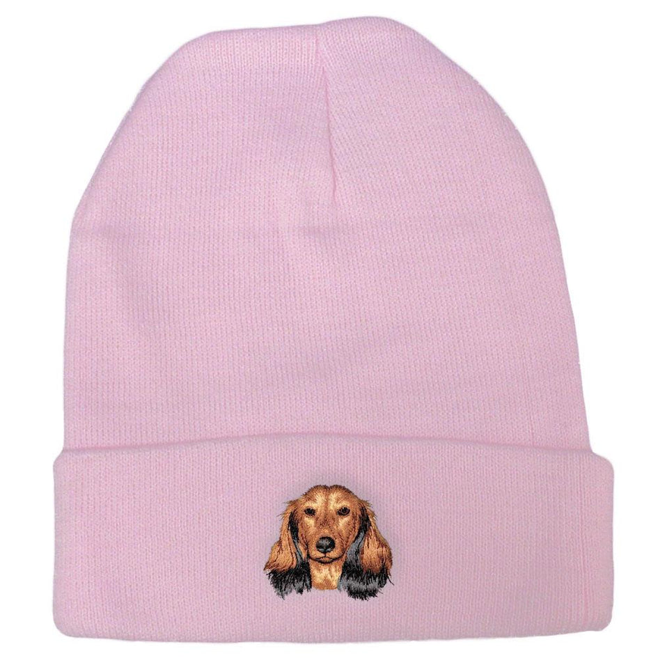 Embroidered Beanies Pink  Dachshund D109